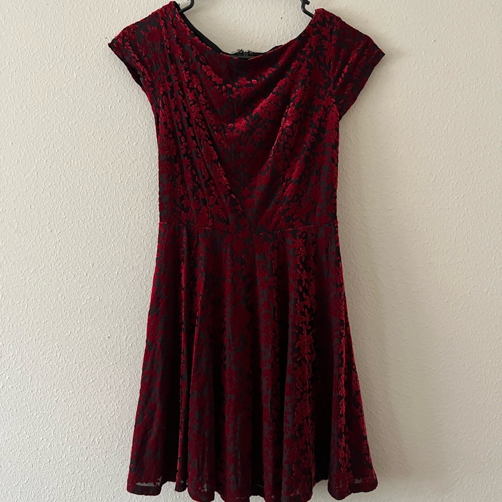 Black & Red Velvet Mini Dress